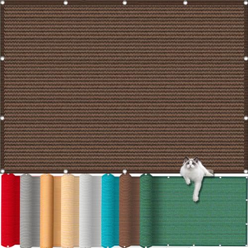 Balkon Sichtschutz 3.2 x 5.1 m, Windfest, Wetterbeständiges Und Pflegeleichtes, Schnelltrocknend, Blickdichte Balkonumspannungen, mit Ösen Kordel für Balkon, Braun von CUIMEI