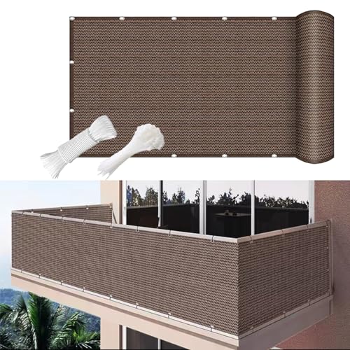 Balkon Sichtschutz Balkon 85 x 650 cm Sichtschutz Blickdichte UV Schutz Balkonverkleidung mit Ösen für Geländer Deck Pool, Braun Balkon Sichtschutz Balkon 85 x 650 cm Sichtschutz Blickdichte UV Schutz Balkonverkleidung mit Ösen für Geländer Deck Pool, Braun von CUIMEI