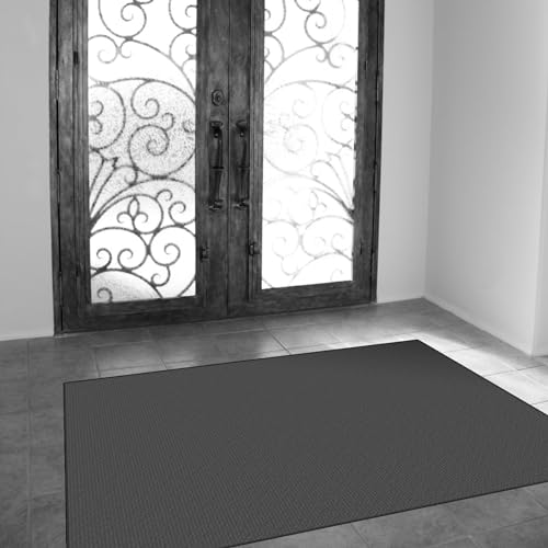 CUIMEI Teppich Läufer Flurteppich 100 x 300 cm Modern rutschfest Waschbar Eingangsmatte mit Gelrücken für Küche Flur Wohnraum Schlafzimmer, Dunkelgrau von CUIMEI