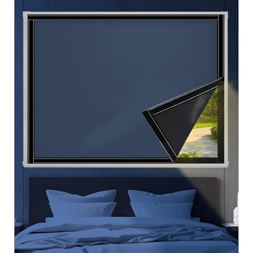 Fenster Verdunkelung 180 x 100 cm, Meterware, Vorübergehend, Faltbar, Robust Und Langlebig, Abdunkeln Fensterrollo Ohne Bohren, mit Klettband für Fenster Türen, Blau von CUIMEI