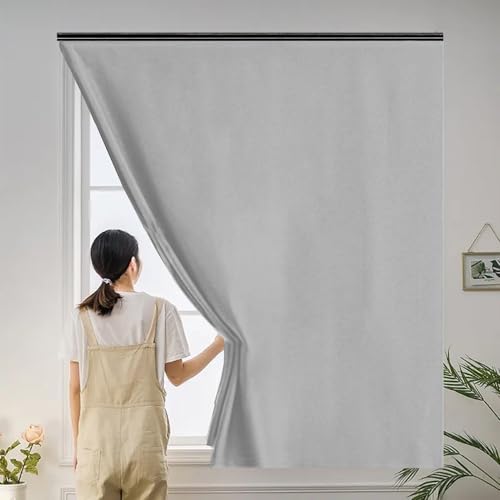 Fenster Verdunkelung 40 x 200 cm, Verdunkelnd, Hitzeschutz, Blickdicht Sichtschutz, Ohne Bohren Seitenzugrollo Verdunkelung, mit Klettband für Fenster Türen, Grau von CUIMEI