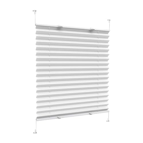 Plissee Haftfix, ohne Bohren, 120 x 120 cm UV-Schutz Sonnenschutz, Plisee Rollo Ohne Bohren Klemmfix inkl. Befestigungsmaterial, für Fenster & Balkontür, Weiß von CUIMEI