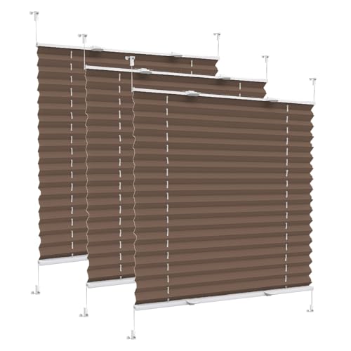 Plissee ohne Bohren, 60 x 210 cm Sicht- und Sonnenschutz Wärmeisolierung, Fenster plissee, mit Klemmträger, für Fenster & Balkontür, Taupe von CUIMEI