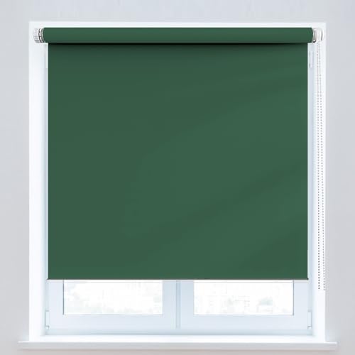 Rollos Für Fenster Ohne Bohren 40 x 80 cm, Blickdicht Sichtschutz Sonnenschutz, Rollo Für Fenster Und Türen, inklusive Montagematerial, für Dachfenster, Dunkelgrün von CUIMEI