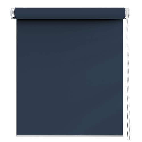 Rollos Für Fenster Ohne Bohren 80 x 80 cm, Blickdicht Sichtschutz Sonnenschutz, Verdunkelnd Wandmontage, mit Aluminium-Schienen, für Fenster und Tür, Dunkelblau von CUIMEI