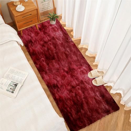 Shaggy Teppich 70 x 180 cm, Hohe Flordichte Angenehm Weich, Pflegeleicht Polyester, Hochflor, Anti-Rutsch-Rückseite, Flauschiger Moderner Teppich, tiefrot Shaggy Teppich 70 x 180 cm, Hohe Flordichte Angenehm Weich, Pflegeleicht Polyester, Hochflor, Anti-Rutsch-Rückseite, Flauschiger Moderner Teppich, tiefrot von CUIMEI