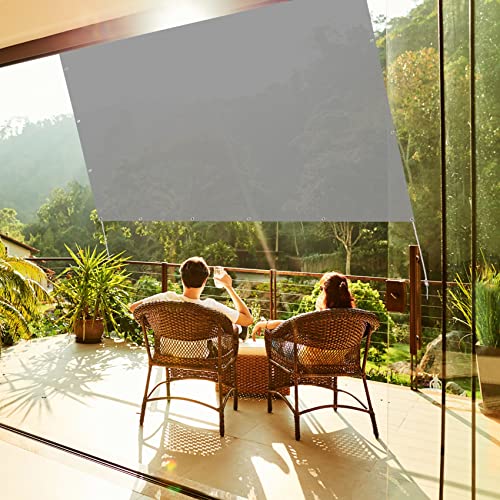 Sichtschutz Garten 3 x 6 m atmungsaktiv Sonnenschutz Sonnenschutz Sunsegel Kostenlose 1 × 5m Seile für Balkon Terrasse Garten, Grau von CUIMEI