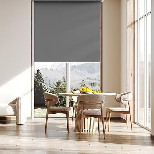 Sichtschutz Seitenzugrollo 45 x 90 cm, Sichtschutz und Sonnenschutz Blickdicht, Sonnenschutz Verdunkelungsrollo, inklusive Montagematerial, für Fenster & Tür, Dunkelgrau von CUIMEI