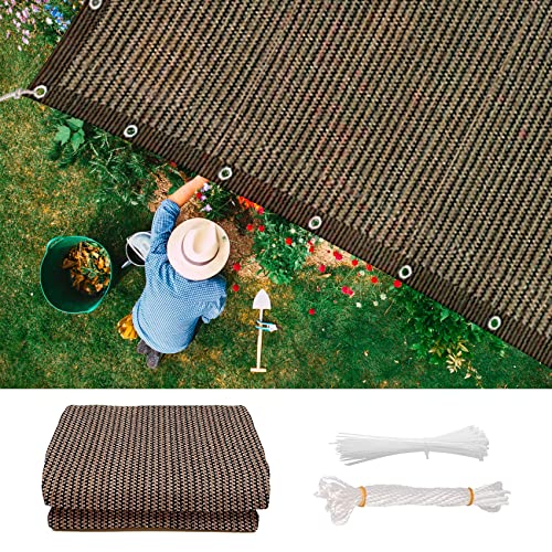 Sonnenschutz Balkon 2 x 6 m UV-Schutz 85% Überdachung Plane 1 × 5 m Seile für Balkon Garten Terrasse, Braun A von CUIMEI