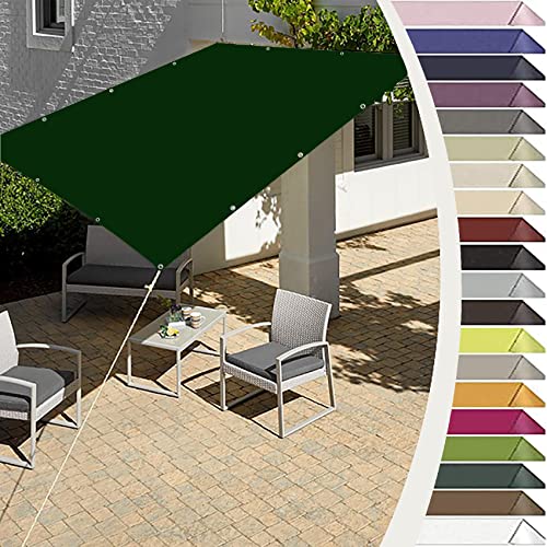 Sonnenschutz Sunsegel 3 x 3 m 98% UV Schutz Windschutz Wetterschutz Sun Shade Sail Waterproof Square 4 × 1.5 m Seile für Außenbereich,Garten, Dunkelgrün von CUIMEI