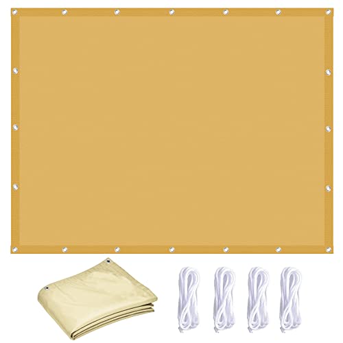 Sonnenschutz Windschutz 1 x 2.4 m wasserabweisend windabweisend Reißfest Sonnensegel Rechteckig Wasserdicht 4 × 1.5 m Seile für Garten Terrasse Camping, Creme Farben von CUIMEI