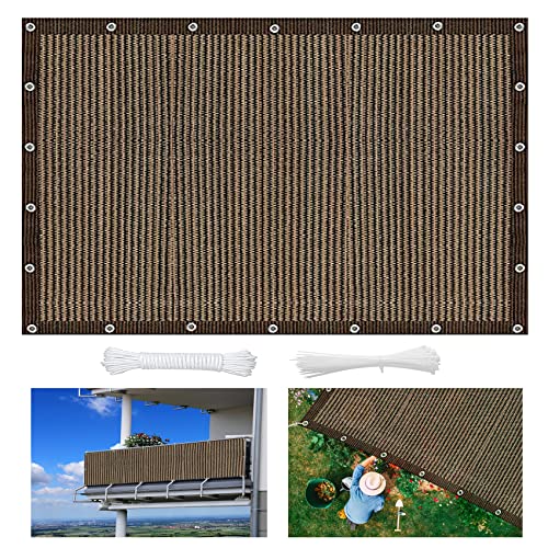 Sonnensegel Rechteck 1.4 x 4 m luftdurchlässig, wasserdurchlässig Segel Baldachin 1 × 5 m Seile für Balkon Garten Terrasse, Braun A von CUIMEI
