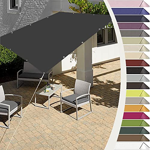 Sonnensegel Wasserdicht Rechteckig 1 x 3.8 m Wasserdicht 98% UV Schutz Rechtwinklig Markise mit Ösen und Befestigungsseile für Garten Terrasse Camping, Dunkelgrau von CUIMEI