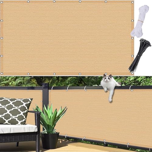 Sonnensegel Wetterfest 0.85 x 4 m, Meterware, Sonnenschutz Atmungsaktiv Sichtschutz, Leicht Transparent, Balkon Bespannung Atmungsaktiv, mit Kabelbinder für Garten, Sandgelb Sonnensegel Wetterfest 0.85 x 4 m, Meterware, Sonnenschutz Atmungsaktiv Sichtschutz, Leicht Transparent, Balkon Bespannung Atmungsaktiv, mit Kabelbinder für Garten, Sandgelb von CUIMEI