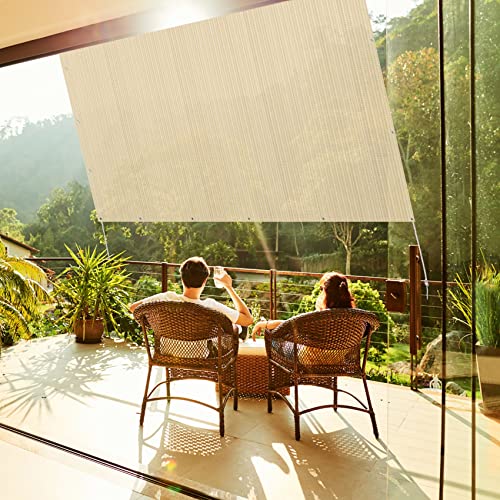 Sonnensegel atmungsaktiv 1.4 x 2.8 m atmungsaktiv Sonnenschutz Sonnenschutz, Rechteckig Kostenlose 1 × 5m Seile für Balkon Terrasse Garten, Creme Farben von CUIMEI