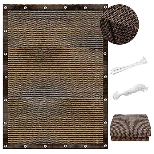 Terrassendach Sichtschutz Garten 1.2 x 2.5 m UV-Schutz 85% Sonnenschutz Plane 1 × 5 m Seile für Balkon Terrasse Garten, Braun A von CUIMEI