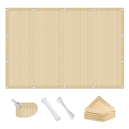 Terrassendach Sichtschutz Garten 1.8 x 3.5 m atmungsaktiv Sonnenschutz Terrassendach Sichtschutz 1 × 5 m Seile für Balkon Terrasse Garten, Creme Farben von CUIMEI