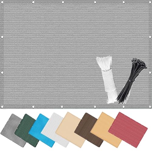 Windschutz Balkonverkleidung 1.25 x 2 m, 96% Privatsphäre, Windschutz Staubschutz Wetterfest, Beständig, Anti-Uv, Sichtschutz Zaun Zaunblende, mit Ösen Kordel, für Garten, Grau von CUIMEI