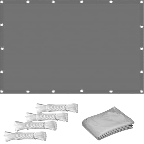 Zaunblende Sichtschutz 2.3 x 3.7 m Wetterschutz, 100% Polyester, Viele Größe Und Farben, Einfachen Aufhängen Sonnensegel Quadrat Sonnen-Segel mit Ösen für Garten Terrasse Pergola, Hellgrau von CUIMEI