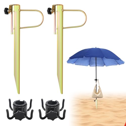2 Stück Sonnenschirmhalter Boden Garten Verzinkt Verdickung Stile Ø25-38mm Schirmständer Rasen Strand Rasendorn für Sonnenschirm Erdspieß Sonnenschirm Halterung Boden Bodenanker Sonnenschirm Rasendorn von CUINIUNAID