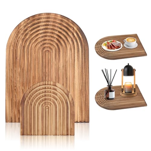 CUINIUNAID 2er Set Holzbrett Deko Servierbrett Holz Irregulär Holzbrett Deko Regenbogen Dekoratives Holzbrett Schneidebrett Holz für Wohnzimmer Schlafzimmer Büro oder Küche von CUINIUNAID