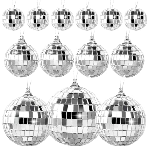 Discokugel Deko 22 Stück Disco Spiegel Ball Silber Hängekugel Spiegelkugel Discokugeln Mini Discokugel zum Aufhängen Disco Kugel für Party Weihnachtsbaum Hochzeit Geburtstagsfeier Dekoration von CUINIUNAID
