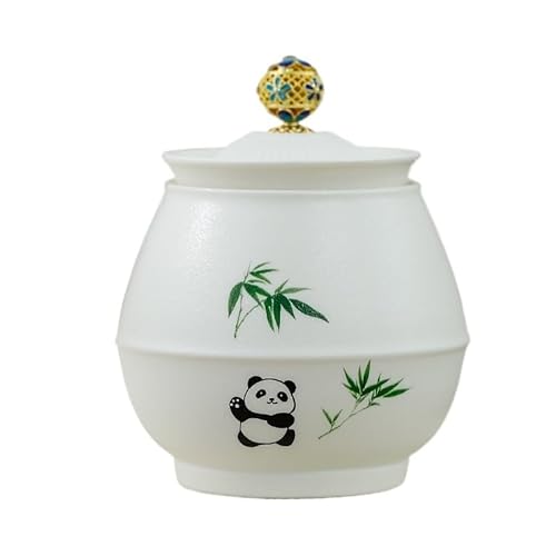 CUISGOR Teedose Panda Offizieller Hut Teedose Keramik versiegelte Dosen Kleine rote und grüne Teeverpackung Geschenk Longjing tragbare Dosen Teedose(A) von CUISGOR