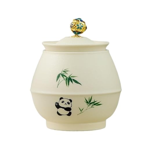 CUISGOR Teedose Panda Offizieller Hut Teedose Keramik versiegelte Dosen Kleine rote und grüne Teeverpackung Geschenk Longjing tragbare Dosen Teedose(B) von CUISGOR