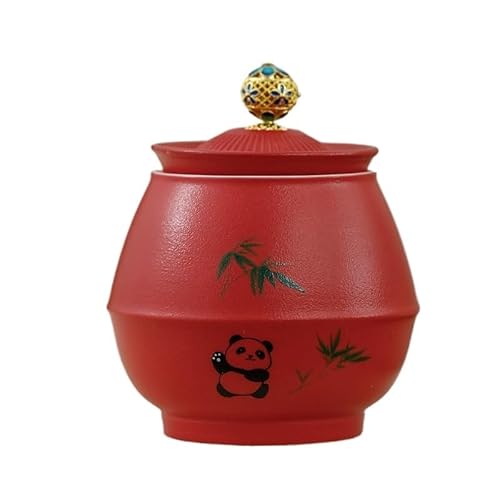 CUISGOR Teedose Panda Offizieller Hut Teedose Keramik versiegelte Dosen Kleine rote und grüne Teeverpackung Geschenk Longjing tragbare Dosen Teedose(C) von CUISGOR