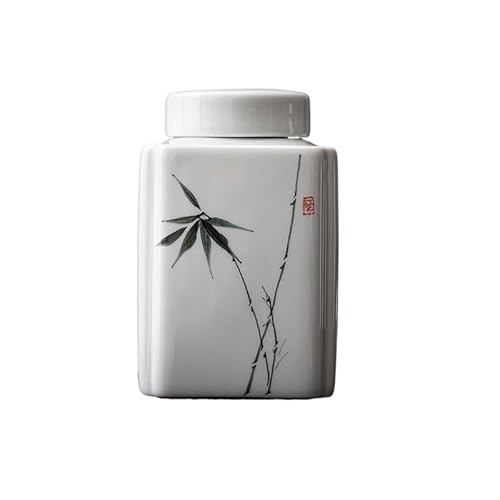 CUISGOR Teedose Qingbai Porzellan Handbemalte Teedosen Keramik Versiegelte Dosen Kleine Teeaufbewahrungsdosen Tragbare Reise-Teeaufbewahrung Schwarztee Grünteedosen Teedose(A) von CUISGOR