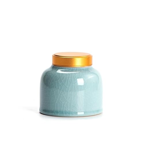 CUISGOR Teedose Teedose aus Keramik, leer, versiegelt, klein, Schwarze Keramik und weißes Porzellan, Teeverpackung, Steinzeug, Retro-Pu'er-Teedose, Deckel for schwarzen und grünen Tee Teedose(D) von CUISGOR