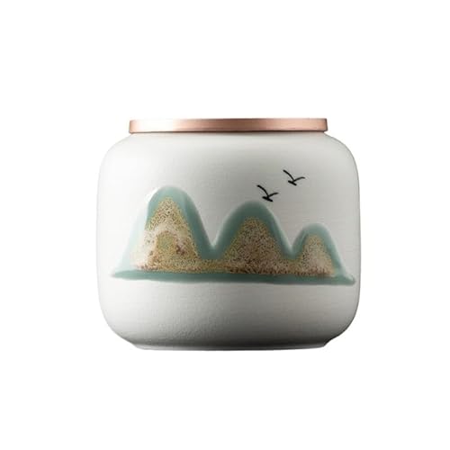 CUISGOR Teedose Wanli Jiangshan Tragbare Teedose Keramik Versiegelte Dose Rot Und Weiß Longjing Teedose Teedose(B) von CUISGOR