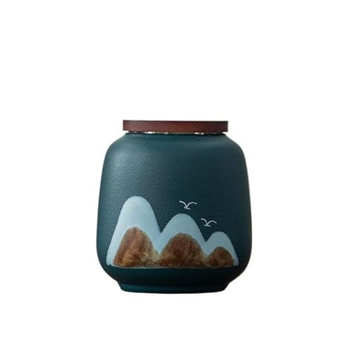 CUISGOR Teedose Yuanshan Teedose, Holzdeckel, Keramik, versiegelte Dose, kleine Teeverpackung, Geschenk, tragbare Weihrauchpulverdose Teedose(A) von CUISGOR