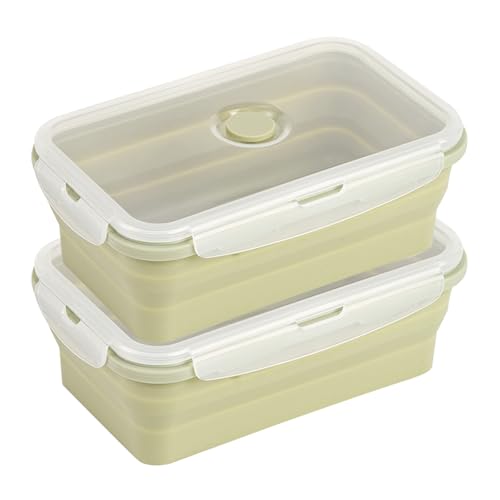 CUISITOOL Faltbare Brotzeitbox, Auslaufsichere Bento Lunchbox Brotdose aus Silikon Faltbare Lunchbox Lebensmittel 1200ML, 2 Stück, für Camping Picknick Büro Küche von CUISITOOL