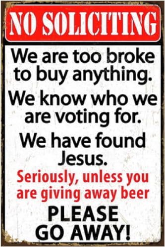 CUIYMXSC Lustiges "No Soliciting"-Schild, Metall-Warnschilder, "Unless You are Giving Away Beer Please Go Away", Hofschild, Garage, Bauernhof, Garten, Wanddekoration, Schild, Plakette für den CUIYMXSC Lustiges "No Soliciting"-Schild, Metall-Warnschilder, "Unless You are Giving Away Beer Please Go Away", Hofschild, Garage, Bauernhof, Garten, Wanddekoration, Schild, Plakette für den von CUIYMXSC