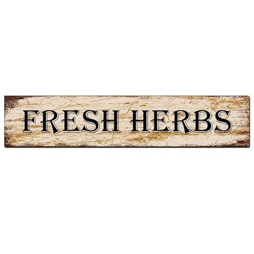 CUIYMXSC Metallschild "Fresh Herbs", Vintage-Schilder, Retro-Blechschilder, Aluminiumschild für Küche, Haus, Garten, Wand, Bar, Café, Dekoration, 40,6 x 10,2 cm von CUIYMXSC