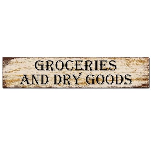 CUIYMXSC Retro-Blechschild "Groceries & Dry Good Distressed Vintage Retro" Metall-Blechschild Wandschild Bar Restaurant 40,6 x 10,2 cm von CUIYMXSC