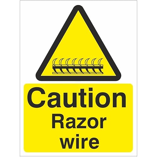 Warnschild mit Aufschrift "Caution Razor Wire", Sicherheitsblechschilder, Warnhinweis, Sicherheitsblechschild, 20,3 x 30,5 cm Warnschild mit Aufschrift "Caution Razor Wire", Sicherheitsblechschilder, Warnhinweis, Sicherheitsblechschild, 20,3 x 30,5 cm von CUIYMXSC