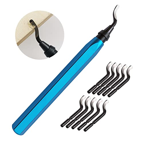 Entgratwerkzeug, CUKCIC Metall Entgrater mit 10 BS1010 Klingen, um 360 ° drehbarer Metall Entgratgriff, praktischer Gratentferner für Aluminium Kupfer Kunststoffgrat, 3D Druck von CUKCIC