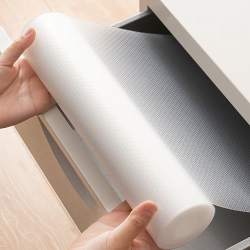 Schubladenmatte CUKCIC 30cm×500cm Eva Schreibtischunterlage Wasserdicht Schubladen Organizer für Schreibtische Kühlschränke Küchen Schuhschrank (Transparent Konvexer Punkt) von CUKCIC