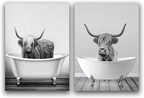 CULASIGN 2 Premium Poster Set Highlands Kuh, Moderne Bilder für das Wohnzimmer Schlafzimmer und Badezimmer Wandbilder ohne Rahmen (A,40x50cm) von CULASIGN