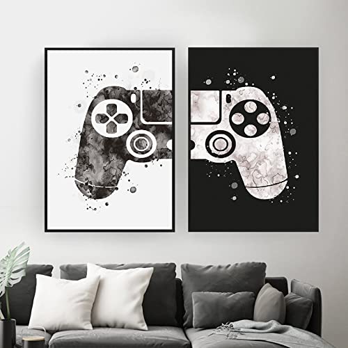 CULASIGN 2 Stück Premium Poster Set, Schwarz Weiß Gamepad Wandbilder, Bilder Set ohne Bilderrahmen, Wanddeko für Wohnzimmer Büro Flur Eingang (21x30cm) von CULASIGN