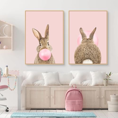 CULASIGN 2er Set Bilder Kinderzimmer Deko | Premium Kaninchen Poster | Ohne Bilderrahmen | Wandbilder Junge Mädchen | Babyzimmer Kinderzimmer Deko | Wandposter (CD,21x30cm) von CULASIGN