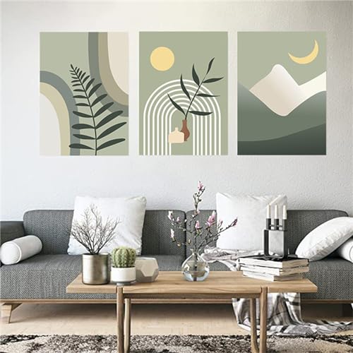 CULASIGN 3er Poster Set, Boho Aesthetic Grüne Pflanze Bilder Bohemian Poster Set, Ohne Rahmen, Moderne Kunst Wandposter Wohnzimmer Schlafzimmer (50 x 70 cm,A) von CULASIGN
