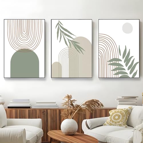 CULASIGN 3er Poster Set, Grün Aesthetic Blätter Leinwandbilder Bilder Poster Set, Ohne Rahmen, Moderne Pflanze Kunst Wandposter Wohnzimmer Schlafzimmer (20 x 30 cm,C) von CULASIGN