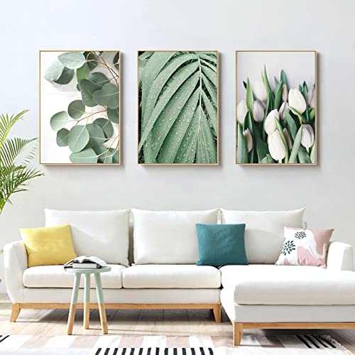 CULASIGN 3er Poster Set Wandbilder, Premium Kunstposter - Natur Pflanzenblatt Eukalyptus- Leinwanddrucke Print Bilder Wandposter Posterset Ohne Rahmen (B,21X30cm) von CULASIGN