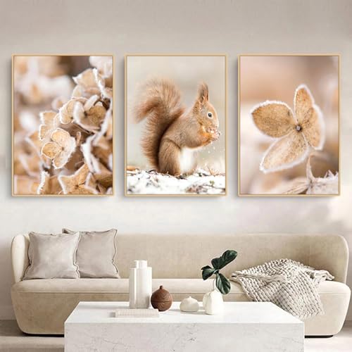 CULASIGN 3er Premium Poster Set, Winter Bilder, Moderne Winterlandschaft Schnee, Hirsche, Schlitten, Tiere Wandkunst Wandbilder, Wohnzimmer Schlafzimmer Wanddeko, ohne Rahmen (DEF,21x30cm) von CULASIGN