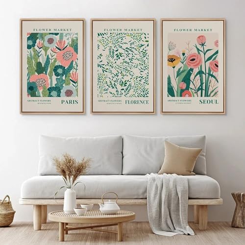 CULASIGN 3er Set Bunt Blumen Poster, Abstrakte Grüner Blumen Stilvolle Aesthetic Deko Leinwand Bilder, Ohne Rahmen Schlafzimmer Wandbilder Wanddeko Poster (21x30cm) von CULASIGN
