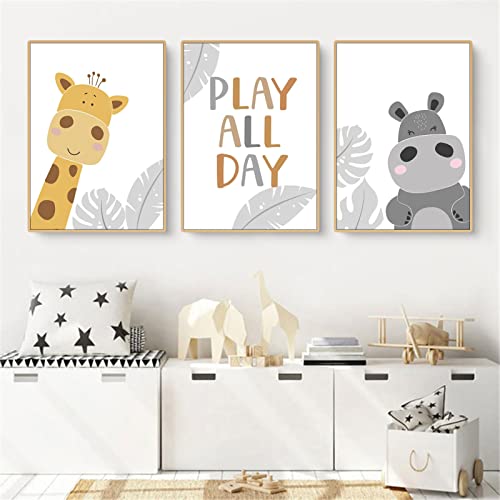 CULASIGN 3er Set Poster Kinderzimmer, Waldtiere Bilder Babyzimmer Deko Junge Mädchen, Tiere Kinderposter Set Wandbilder DIN A4 Kinderbilder ohne Bilderrahmen (ABH,40x50cm) von CULASIGN