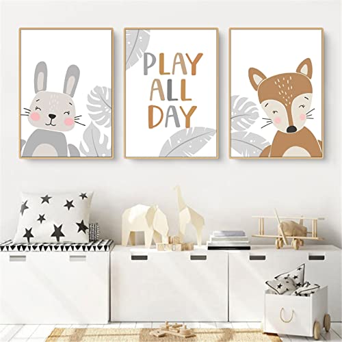 CULASIGN 3er Set Poster Kinderzimmer, Waldtiere Bilder Babyzimmer Deko Junge Mädchen, Tiere Kinderposter Set Wandbilder DIN A4 Kinderbilder ohne Bilderrahmen (EFH,21x30cm) von CULASIGN